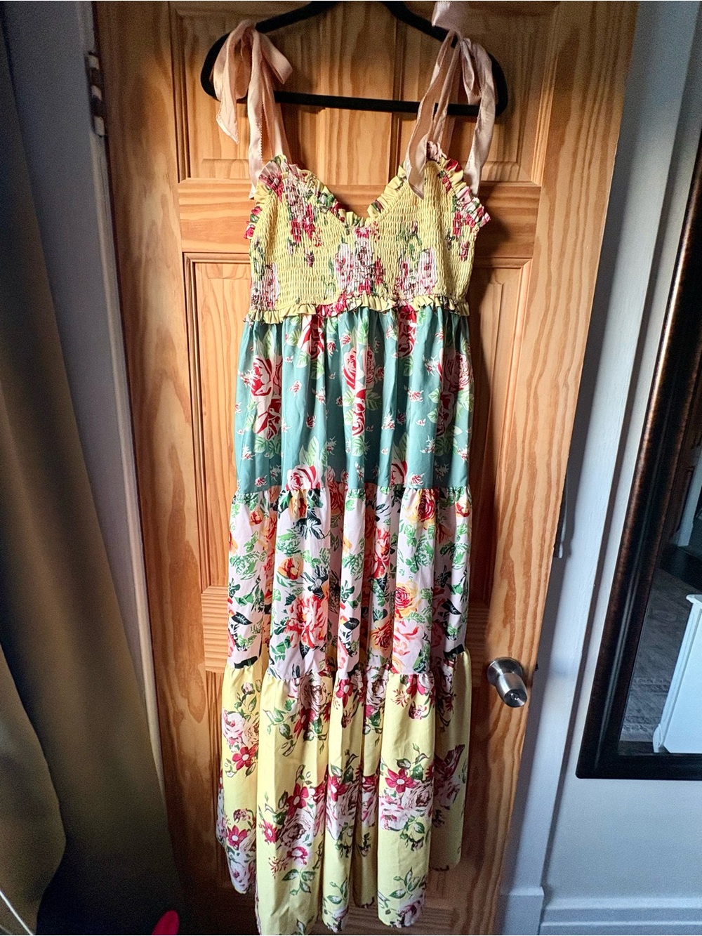 Amazon Yellow and Mint Floral Tiered Sundress